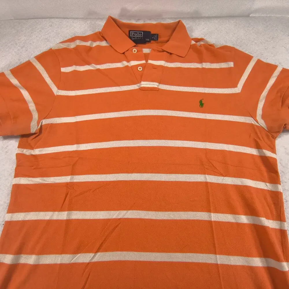 Polo by Ralph Lauren Short Sleeve Collared Polo Shirt Mens Size L Orange Green